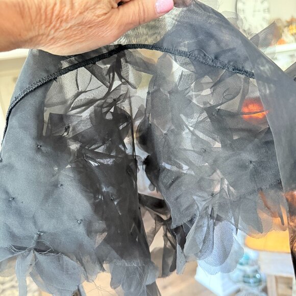 1960's Floral Nylon petal scarf in Sheer Black - Picture 12 of 14